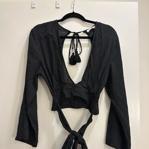 Cropped polka dot blouse